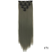 levne Clip in Extensions-yaki rovné syntetické vlasy 24 palcové prodloužení vlasů clip in / na 1ks / balení hladké dámské dívčí