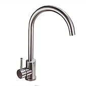 cheap Rotatable-Stainless Steel Kitchen Sink Mixer Faucet, 360 Swivel Single Handle Kitchen Taps Deck Mounted, with Hot and Cold Water Hose Vessel Taps