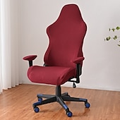 abordables Funda para silla de oficina-Funda para silla de oficina dividida, funda para silla de juego, color burdeos, elástica, lavable, funda para silla de ordenador, para sillón, silla giratoria, silla de juego, silla de jefe de