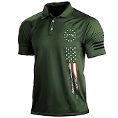 preiswerte Sport-Herren Poloshirt Golfhemd Umlegekragen Modisch Brautkleider schlicht Komfortabel Kurzarm Schwarz Weiß Armeegrün Marineblau Dunkelgrün Grau Stern 3D-Druck Umlegekragen Strasse Täglich 3D Button-Down