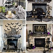 halpa Halloween-ulkoilmakoristeet-halloween musta kammottava kangas pelottava sideharsokangas oviaukot verkkokangas kummitustaloon kammottavia ja pelottavia halloween-koristeita