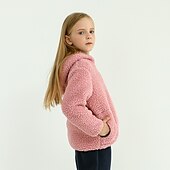 cheap Outerwear-Kids Boys Fleece Jacket Long Sleeve Gray Pink Navy Blue Plain Fall Winter Fleece Full-Zip Jacket