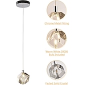 voordelige Eilandlichten-1-licht 9cm kristal mini hanglamp led metalen mini gegalvaniseerde eilandverlichting moderne eigentijdse stijl keuken eetkamer thuis bar licht 110-120v 220-240v