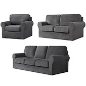 billige Sofatrekk-sofatrekk i fløyel 3-seters sofa putetrekk stretch sofa trekk møbelbeskytter med pute setetrekk, kan maskinvaskes