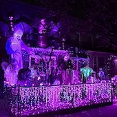 olcso Hálózatra csatlakoztatható elektronika-karácsonyi jégcsap fények kültéri dekoráció 10m 400 led 8 szín 8 mód vízálló meleg fehér fehér rgb 80 csepp karácsonyi eu dugj us plug uk plug au plug