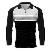 preiswerte Hawaii-Poloshirt für Herren-Herren Poloshirt Poloshirt mit Viertelreißverschluss Strasse Täglich Umlegekragen Viertel Postleitzahl Langarm Modisch Brautkleider schlicht Farbblock Zip Viertel Postleitzahl Frühling &amp; Herbst