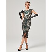 economico Abiti degli anni '20-Anni Ruggenti Anni 1920 Lunghezza al ginocchio Vestito Abito Flapper Abito da Ballo Normale Cortissima Il grande Gatsby Charleston Invitato al matrimonio Paillettes Frangia con nappe Scollo Tondo