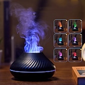 billiga luftfuktare-vulkan luftfuktare aromadiffusor eterisk oljelampa 130ml usb portabel luftfuktare med 7 färger flamma nattljus