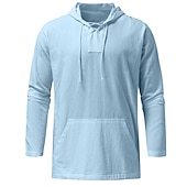 preiswerte Freizeithemden für Herren-Herren Hemd Sommerhemd Strandhemd Feste Farbe Strasse Casual Schwarz Weiß Blau Khaki Langarm Mit Kapuze Sommer Bekleidung