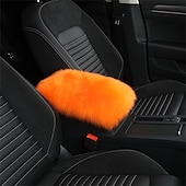 abordables Reposacabezas para coche-Funda de Consola Central de Auto Universal Funda de Apoyabrazos de Piel de oveja de cuero genuino Protector Esponjoso
