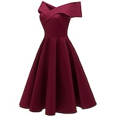 billiga Klänningar-Femtiotal Cocktail klänning Vintage klänning Klänningar Flare Klänning Över axeln Maskeradkläder Dam Maskerad Fest / afton Möhippa Vuxna Klänning Hemkomstklänningar