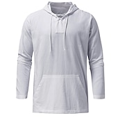 preiswerte Freizeithemden für Herren-Herren Hemd Sommerhemd Strandhemd Feste Farbe Strasse Casual Schwarz Weiß Blau Khaki Langarm Mit Kapuze Sommer Bekleidung
