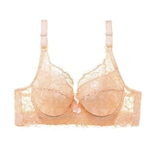 abordables Sujetadores y bralettes-Sujetadores de encaje para mujer, sujetadores acolchados, sujetadores con aros, tirantes desmontables, copa 3/4, escote en V, transpirables, push up, encaje, color puro, gancho&amp;amp;Conjuntos casuales