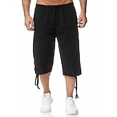 economico Classico-Per uomo Pantaloncini Pantaloncini di lino Pantaloncini estivi Pantaloncini da spiaggia Pantaloni modello Capri A cordoncino Vita elastica Tasca frontale Liscio Comfort Traspirante Polpaccio Sportivo