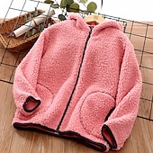 cheap Outerwear-Kids Boys Fleece Jacket Long Sleeve Gray Pink Navy Blue Plain Fall Winter Fleece Full-Zip Jacket