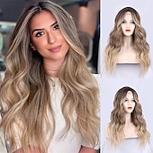 billige Syntetiske trendy parykker-sadie vask parykk auburn parykk for kvinner lang bølget kobber rød parykk krøllet syntetisk blonder parykk vann bølge ingefær parykk dyp bølge halloween cosplay daglig fest hår erstatning parykk