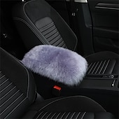 abordables Reposacabezas para coche-Funda de Consola Central de Auto Universal Funda de Apoyabrazos de Piel de oveja de cuero genuino Protector Esponjoso