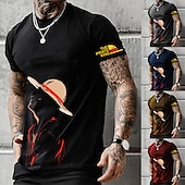 voordelige Cartoon- en filmkarakterafbeelding-One Piece Aap D. Luffy T-Shirt Anime Cartoon Anime 3D Klassiek Street Style Voor Voor Stel Voor heren Dames Volwassenen 3D afdrukken