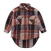 billiga Flickors trenchcoats-barn flickjacka långärmad röd rutig höst vinter punk sport 3-12 år