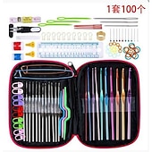 abordables coser y tejer y ganchillo-100 Uds ganchos de ganchillo de aluminio tejido artesanal suéter juego de agujas de coser