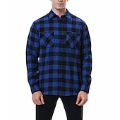 economico camicie di flanella-Per uomo Camicia Camicia di flanella Giacca camicia Sopracamicia Plaid Streetwear Quotidiano Nero Bianco Giallo Rosso Manica Lunga Collo ripiegato Primavera &amp; Autunno Abbigliamento Bottonato