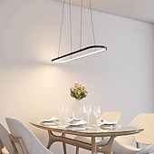 economico Luci Isola cucina-Lampada a sospensione a led 1 luce 70c/90m 40w design ovale rettangolo alluminio finiture verniciate nere lampada moderna per sala da pranzo ristorante bar 110-240v solo dimmerabile con telecomando