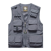 billiga Herrars fiskeväst-Herr Väst Gilet Fiskeväst Vandringsväst Ärmlös väst Gilet Jacka Utomhus Gata Helgdag Dagliga kläder Streetwear Elegant och modernt Sommar Vår Ficka Polyester Andningsfunktion Snabb tork Ren färg