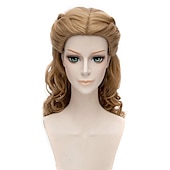 cheap Movie Character Wigs-Cinderella Wig Curly Brown Wig for Women Long Wavy Wig Girls Cosplay Halloween Wigs
