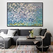 お買い得  花/植物画-ミンチュラ 手作り 厚いテクスチャー 花 油絵 キャンバス 壁アート 装飾 モダン 抽象画 ホームデコレーション ロールフレームレス 未延伸絵画