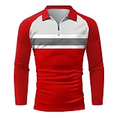 preiswerte Hawaii-Poloshirt für Herren-Herren Poloshirt Poloshirt mit Viertelreißverschluss Strasse Täglich Umlegekragen Viertel Postleitzahl Langarm Modisch Brautkleider schlicht Farbblock Zip Viertel Postleitzahl Frühling &amp; Herbst