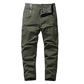 お買い得  カーゴパンツ-男性用 カーゴパンツ タクティカルパンツ 作業パンツ ジッパーポケット マルチポケット まっすぐな足 純色 屋外 全長 日常 スタイリッシュ ブラック カーキ色