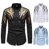 abordables camisas de esmoquin para hombre-Hombre Camisa camisa de baile Graphic Diario Negro Blanco Todas las Temporadas Ropa Estampado