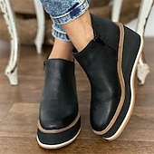 levne Platformové boty-Dámské Boty Boty na platformě Větší velikosti Venkovní Denní Kotníkové boty Booties Podzim Platforma Klínový podpatek Oblá špička Vinobraní Na běžné nošení Minimalismus Chůze PU Zip Světle hněd