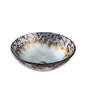 economico Lavabi da appoggio-set lavabo rotondo da bagno 16,5 &quot;x 5,7&quot;, lavandino artistico lavabo con motivo dorato finitura in vetro temperato lavabo artistico sopra lavabo lavabo in ottone