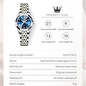 levne Quartz hodinky-OLEVS Dámské Křemenný Diamant kreativita Minimalistický Wristwatch Svítící Kalendář datum VODĚODOLNÝ Nerez Hodinky