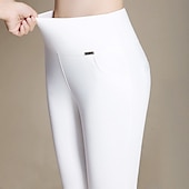 economico Leggings semplici-Per donna Normale Pantaloni Ghette Di tendenza Lunghezza intera Vita alta Tinta unica Fasciante in vita Sollevamento dei glutei Comfort Elasticizzato Giornaliero Per uscire Nero Bianco Vino Blu Reale