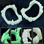 cheap Halloween Mask &amp; Props-Halloween Vampire Dentures, Glow in The Dark Horror Zombie Teeth, Fake Tiger Teeth Grim Reaper Braces, Luminous Dress Up Props