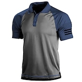 billige Klassisk poloskjorte for menn-Herre POLO T-skjorte Golf skjorte 3D-utskrift Fargeblokk Aftæpning Gate Daglig 3D Knapp ned Kortermet Topper Fritid Mote Bekvem Grønn Svart Blå