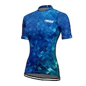 preiswerte Radtrikot Damen-Damen Radtrikot Geometrisch Kurzarm Fahhrad Trikot Oberteil mit 3 Gesäßtaschen Mountainbike MTB Straßenradsport Schnelltrocknend Reflektierende Streifen Rückentasche Feuchtigkeitsableitend Sport Rot