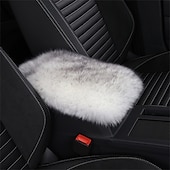 abordables Reposacabezas para coche-Funda de Consola Central de Auto Universal Funda de Apoyabrazos de Piel de oveja de cuero genuino Protector Esponjoso
