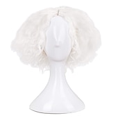economico Parrucche dei personaggi dei film-parrucche arancioni corte e ricce disordinate da cappellaio matto, unisex, resistenti al calore, per cosplay, feste di carnevale, parrucche di Holloween