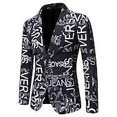 economico Blazer Classici da Uomo-Per uomo Giacca Feste Asciugatura rapida Classico Alla moda Autunno Inverno Alfabetico Elegante Informale Colletto piatto Sottile Standard Taglia piccola Nero Bianco Rosso Blu Giacca