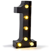 economico Luci decorative-luci a led per alfabeto e marquee arabe, lettere nere alimentate a batteria led per eventi, matrimoni, feste, compleanni, casa, bar, nuovo design, nero fresco