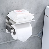 お買い得  トイレットペーパーホルダー-多機能トイレット ペーパー ラック 304 ステンレス鋼ロール ペーパー タオル ラック大/小ミラー明るい明るい色