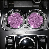 cheap Car Organizers-2pcs Bling Car Cup Holder Coaster 2.75 inch Anti-Slip Shockproof Universal Fashion Vehicle Car Coasters Insert Bling Rhinestone Auto Automotive Interior Accessories for Women