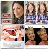 abordables Soins Personnels &amp; Santé-accolades de simulation accolades de simulation en silicone dents sourire, placages de dents mordantes - les dents supérieures et inférieures sont utilisées pour l&#039;enseignement du blanchiment pour couvrir les dents imparfaites et vous faire sourire instan