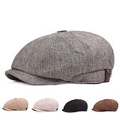 billiga Huvudbonader för herrar-Herr Basker Newsboy-keps Svart Khaki grön Linné 1920-talets mode Retro Formell Kontor Dagligen Enfärgad / vanlig färg Fritid