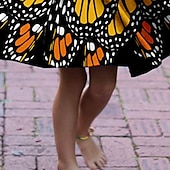 tanie Sukienka motyl 3D-Dziewczyny &#039; 3D Zwierzę Motyl Sukienka Długi rękaw Druk 3D Jesień Zima Urlop Codzienny Święto Śłodkie Codzienny Słodkie Dzieci 3-10 lat Sukienka rozkloszowana Sukienka A line Nad kolano Regularny