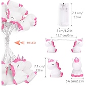 abordables Guirlandes lumineuses à piles-licorne led guirlandes lumineuses animal mignon décor pour chambre d&#039;enfants à piles 1.8m10leds pour vacances lumières mur fenêtre arbre lumières décoratives cour de fête &amp; jardin chambre d&#039;enfant
