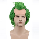 billige Festparykker-menn kvinner kort rett grønn joker parykk skallet hode karneval cosplay kostyme anime parykk st.patrick&#039;s day parykker